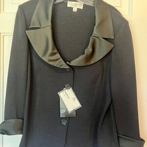 St. John Black Blazer with Satin Trim